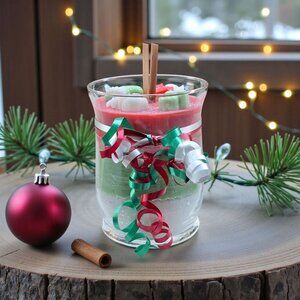 Holiday Candle ✦ Christmas Tree & Apple Cinnamon ✦ Soy Wax/Sand Wax Snow Layers